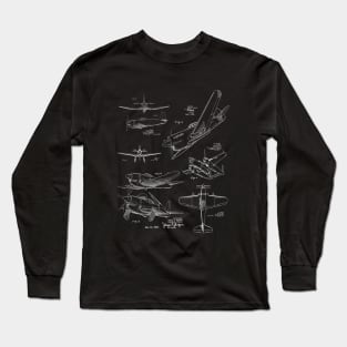 Aircraft Design 1940s Patent Image Long Sleeve T-Shirt